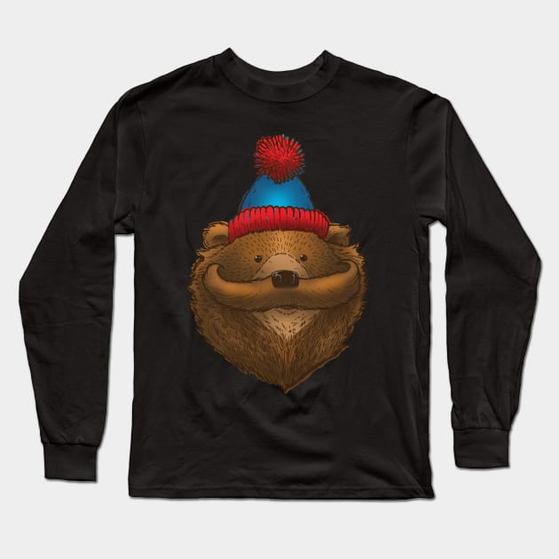 The Mustache Bear Long Sleeve T-Shirt by nickv47